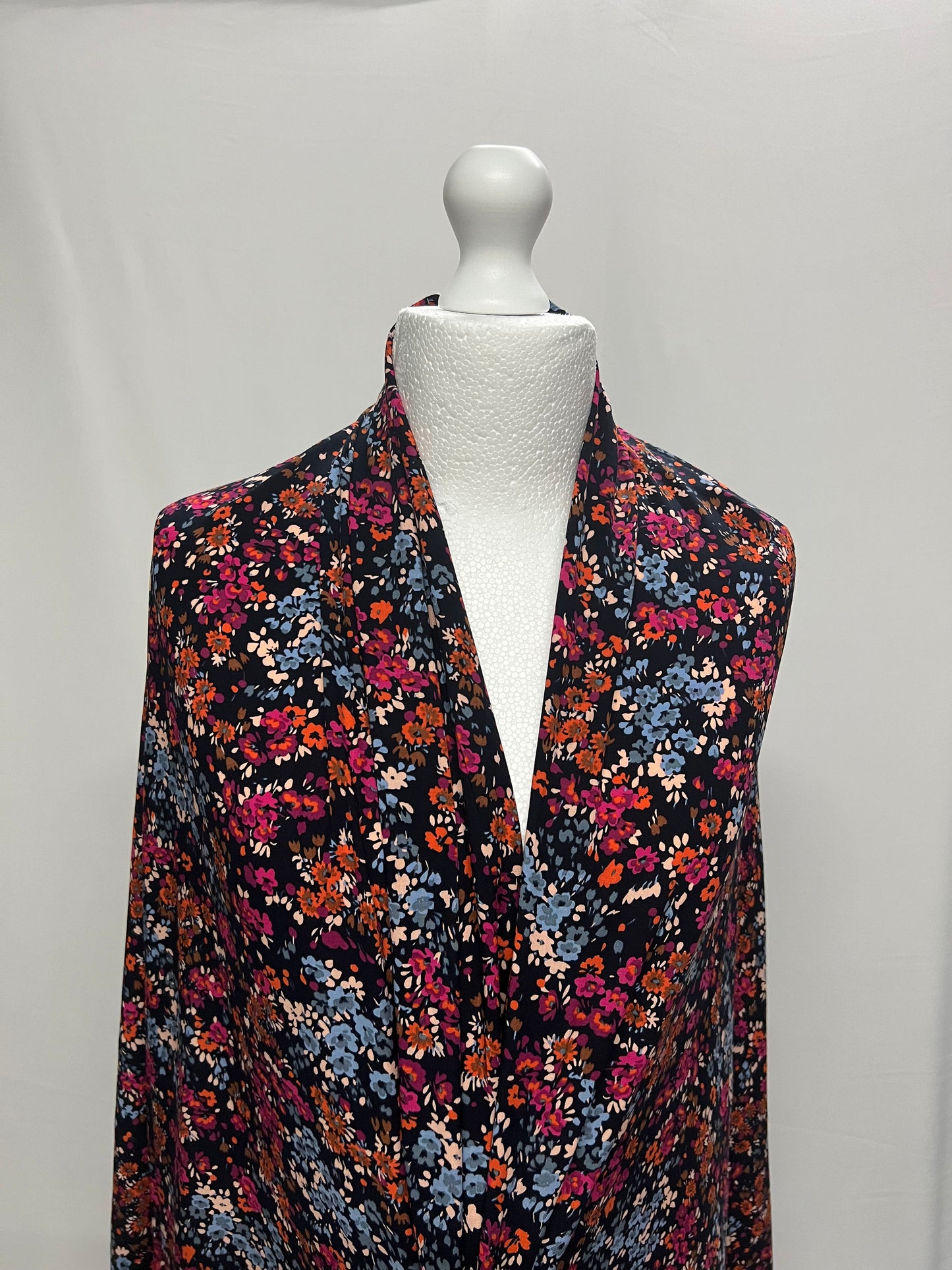 Navy Floral Fabric | Walthamstow Fabrics